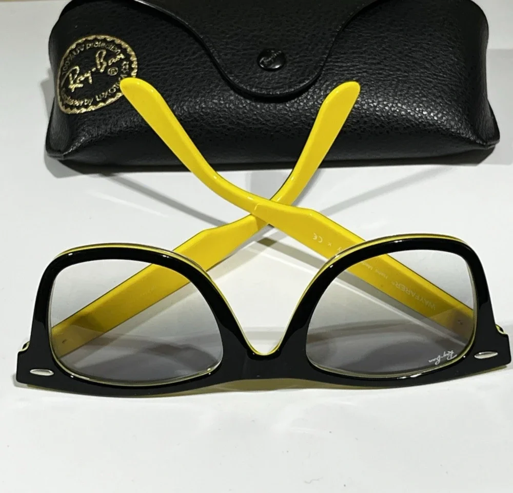 Ray-Ban Classic Wayfarer Yellow Black Frame Mens Sunglasses RB2140 50 22 Italy
